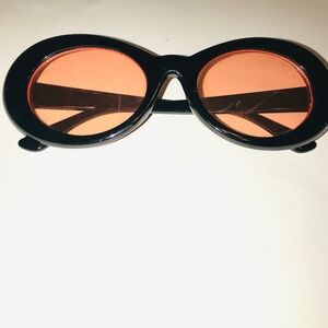 Vintage 90s Y2K Thick Oval Sunglasses Black Red Tinted Lens Retro Cyber Y2K Goth